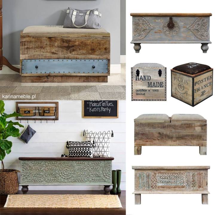 ławka, skrzynia, przedpokój, lustro, industrialne, loftowe, indyjskie, kolonialne, rzeżbione, orientalne, malowane, kolorowe, lampy, palisander, akacja, mango, drewniane, drewno, recykling