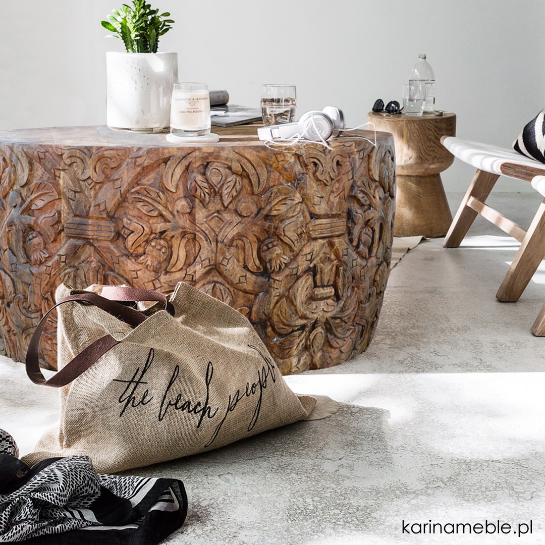 stolik, rzeżbione, loftowe, industrialne, meble, salon, loft, mango, drewniane, drewno, inyjskie, kolonialne