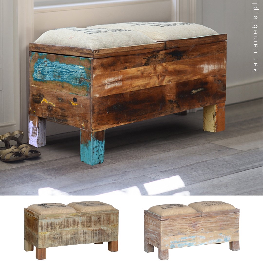 Meble loftowe - indyjska ławka z litego drewna z recyklingu