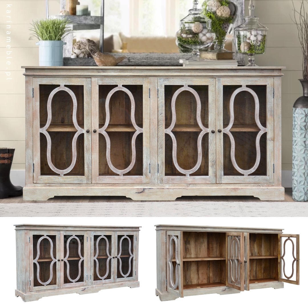 meble drewniane indyjskie stylowe komodawitryna salon vinatgebielona