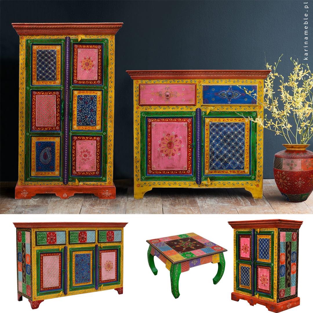 meble indyjskie boho orientalne komoda szafka kolorowe kolonialne