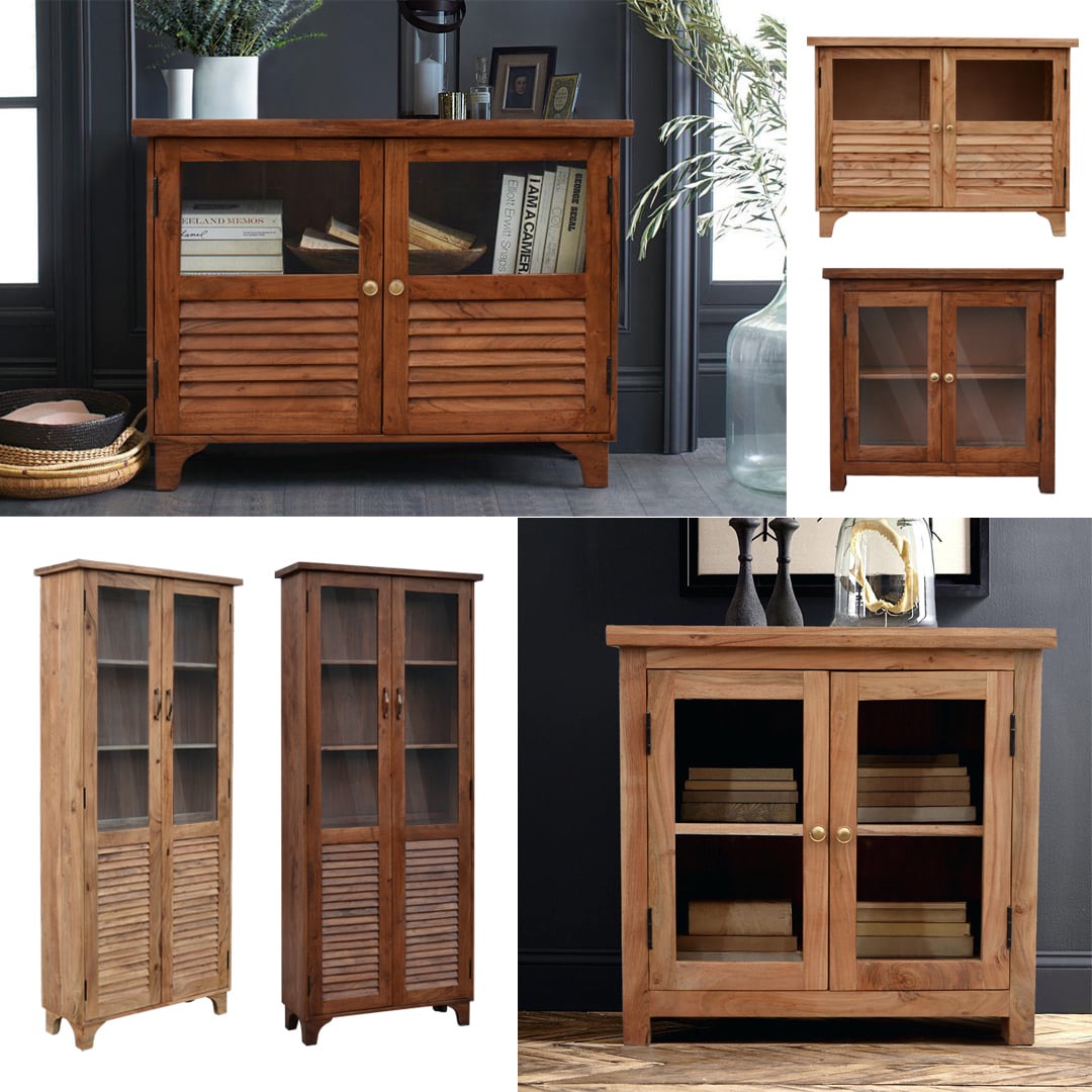 meble kolonialne drewniane akacja indyjska witryna komoda