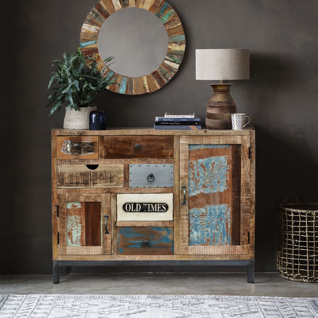 meble loftowe drewniane recykling metalowe komoda vintage industrialne