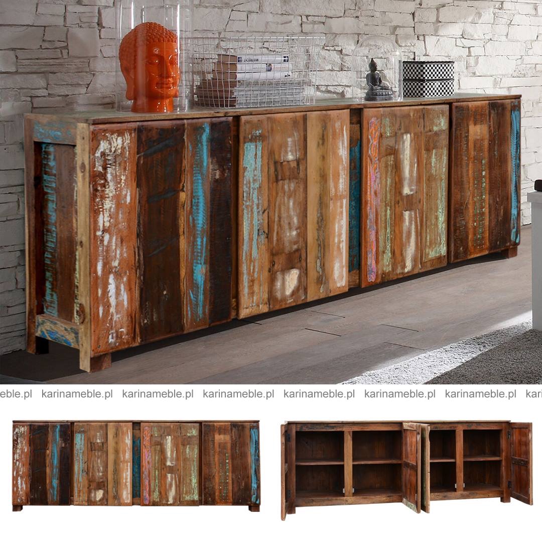 meble drewniane recykling komoda loftowa