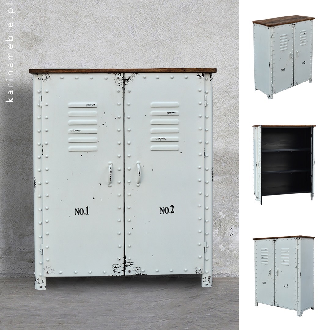 meble industrialne metalowe komoda loft salon biala