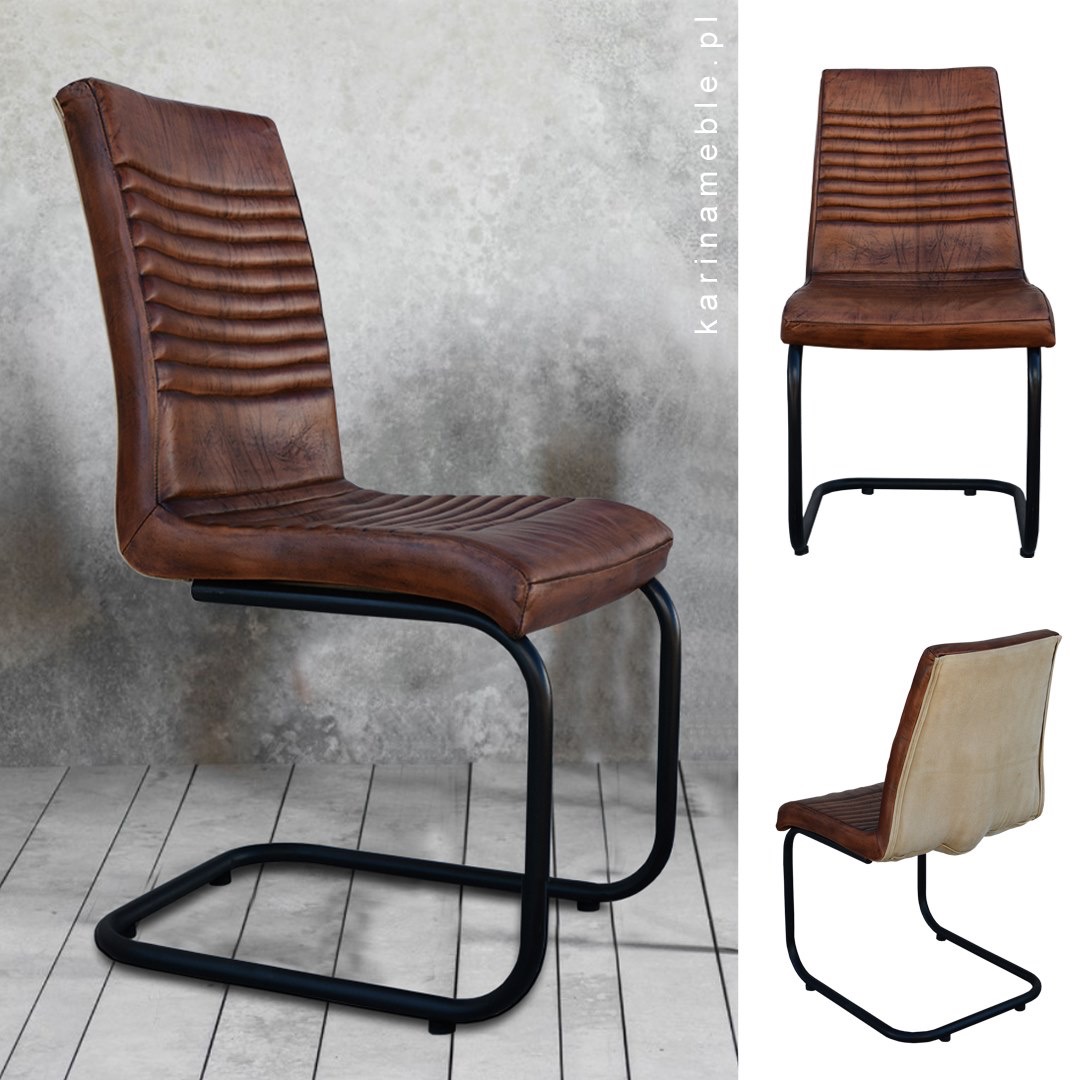 krzesło skora loft industrialne