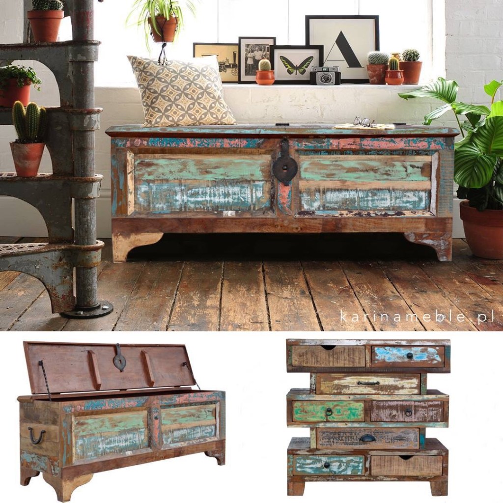 meble indyjskie - skrzynia i komoda z drewna z recyklingu
