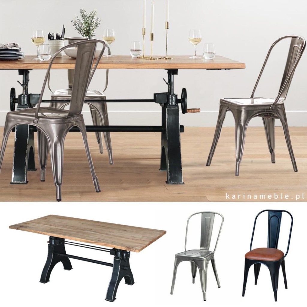 industrialny stół z litego drewna akacja indyjskie karina mebleindyjskie