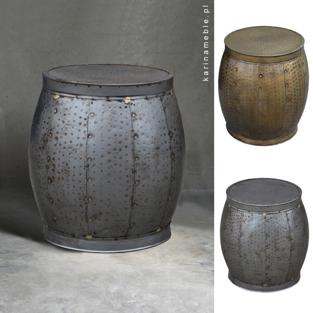 pufa metalowa srebrna zlota loft-vintage stolik salon