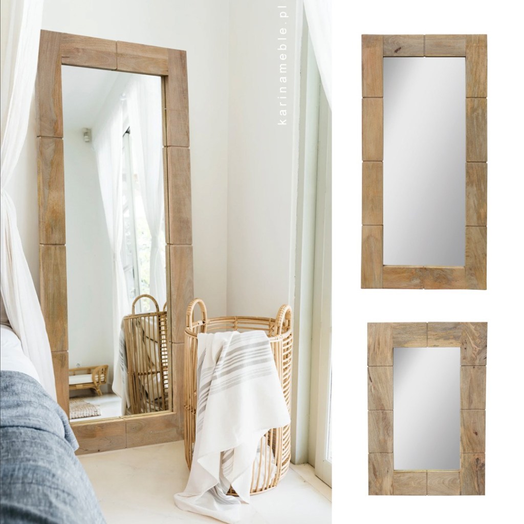 indyjskie lustro, drewniane lustro, orientalne lustro, loftowe lustro, lustro z litego drewna