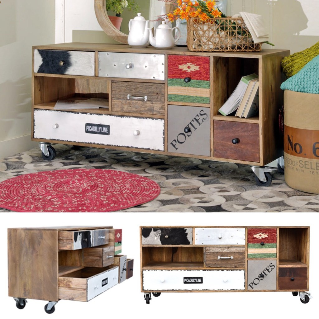 loftowa szafka rtv, indyjska szafka rtv, drewniana szafka rtv 