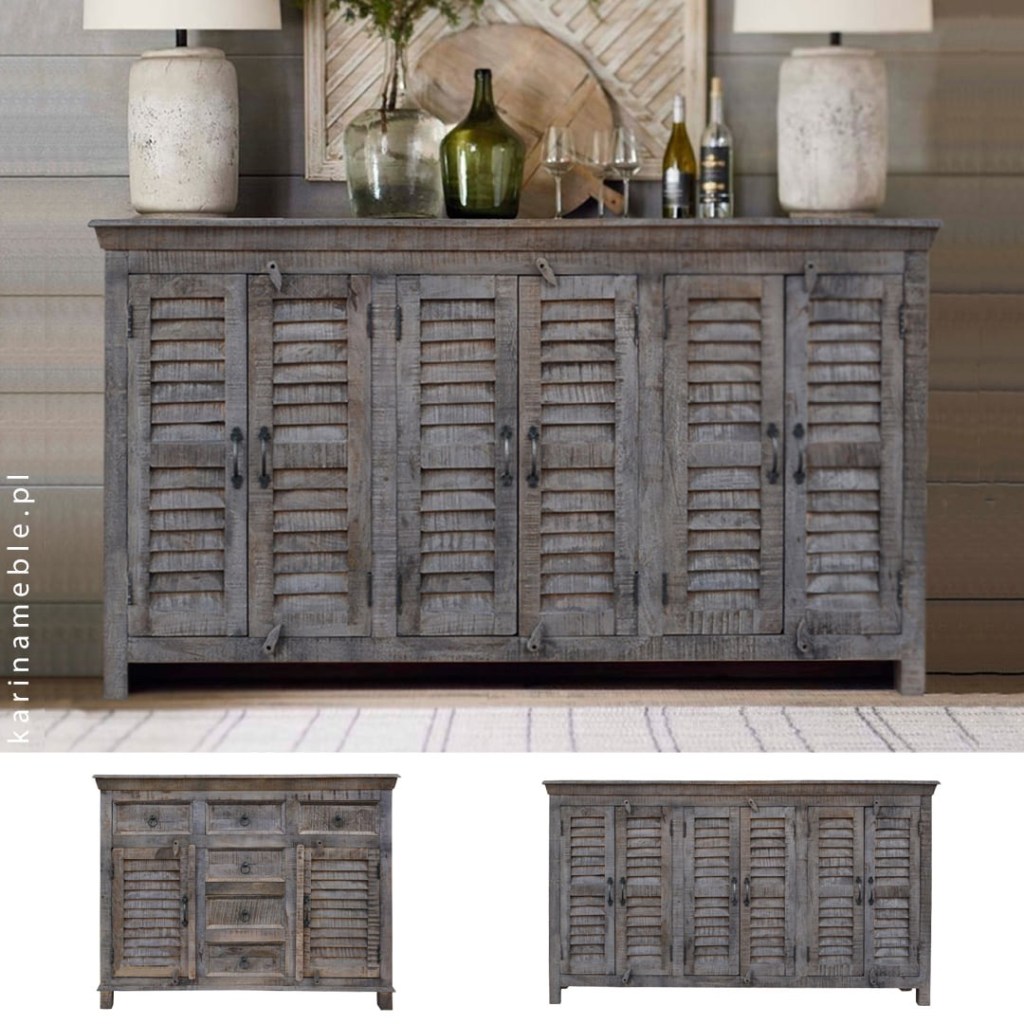 meble loftowe drewniana komoda żaluzjowa z drewna mango