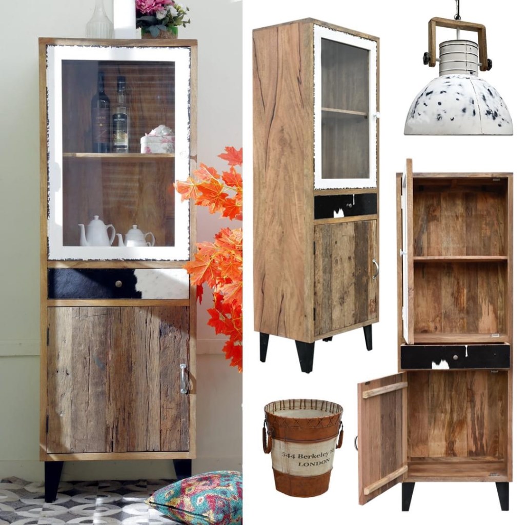 meble loftowe - witryna westport, meble industrialne - witryna z drewna mango indyjskiego