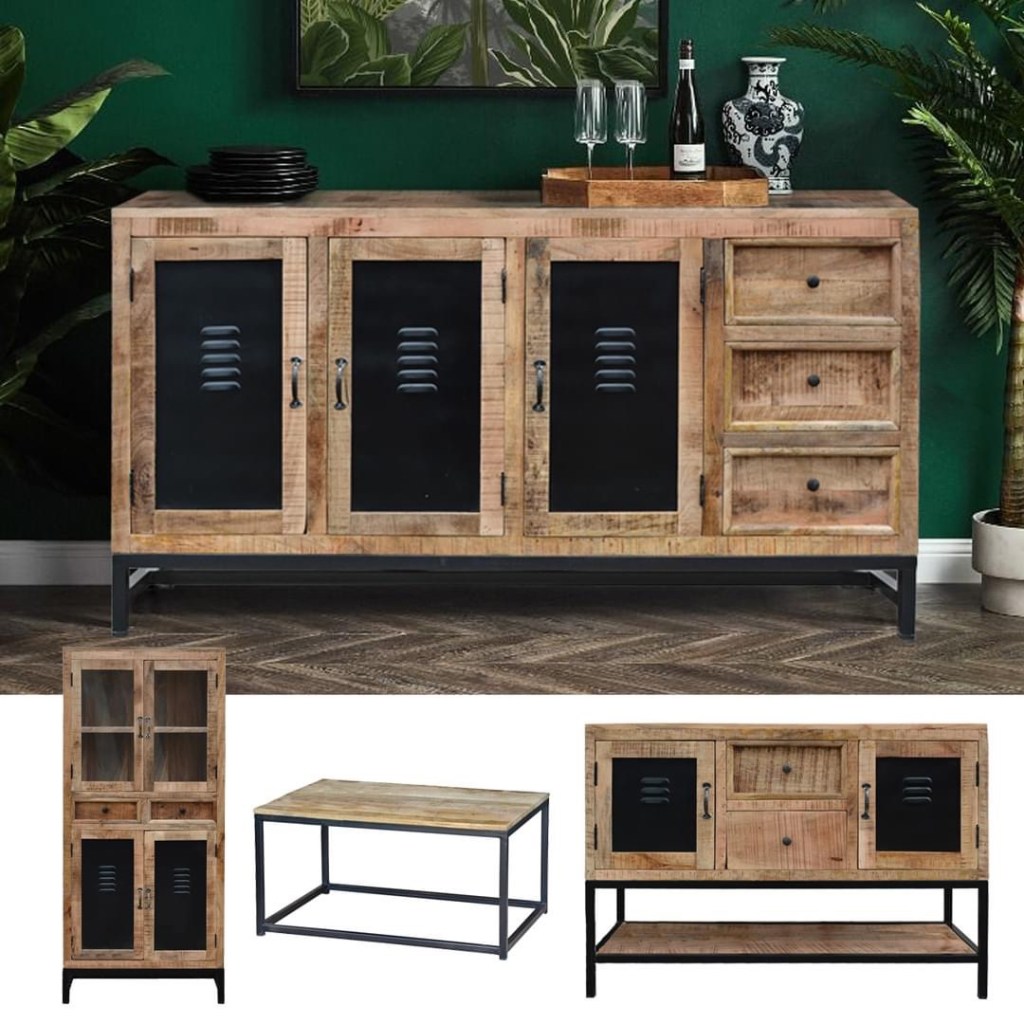 meble industrialne, meble loftowe, meble drewniane, meble indyjskie, karina meble indyjskie, meble z drewna, loftowa komoda, industrialna witryna, stolik drewniana