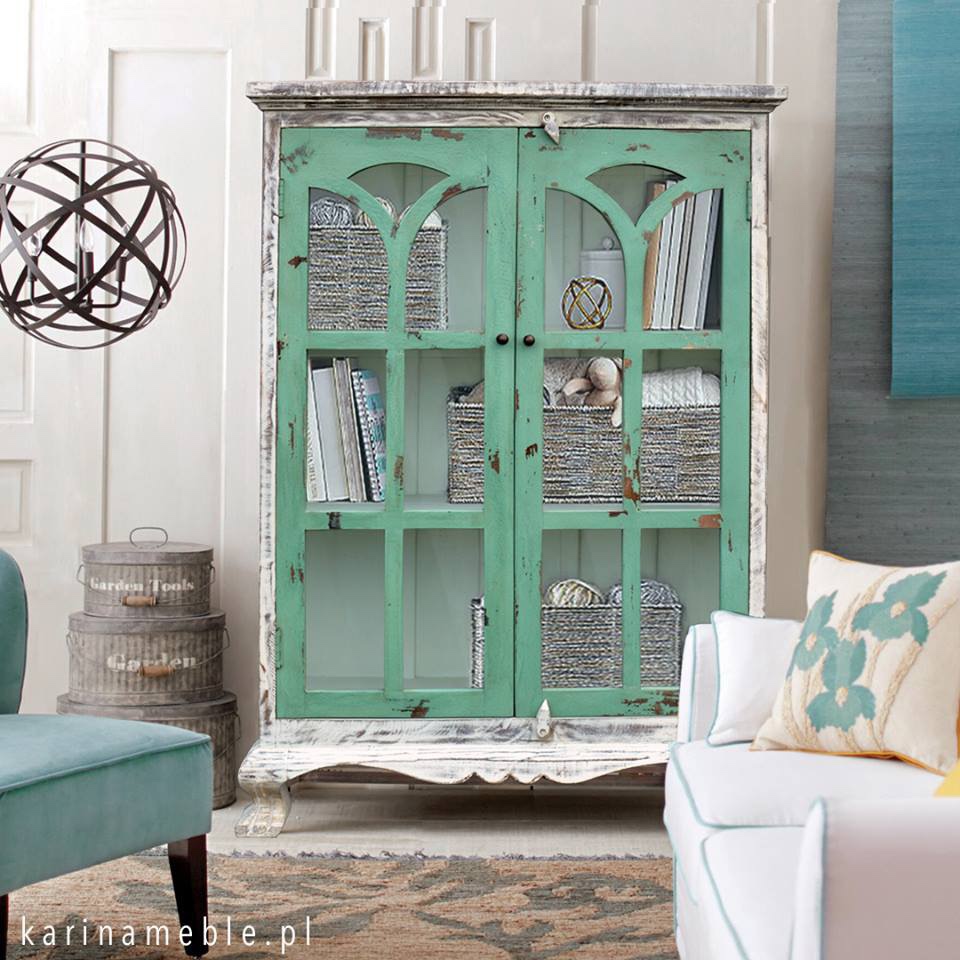 indyjska witryna kolorowa z litego drewna mango