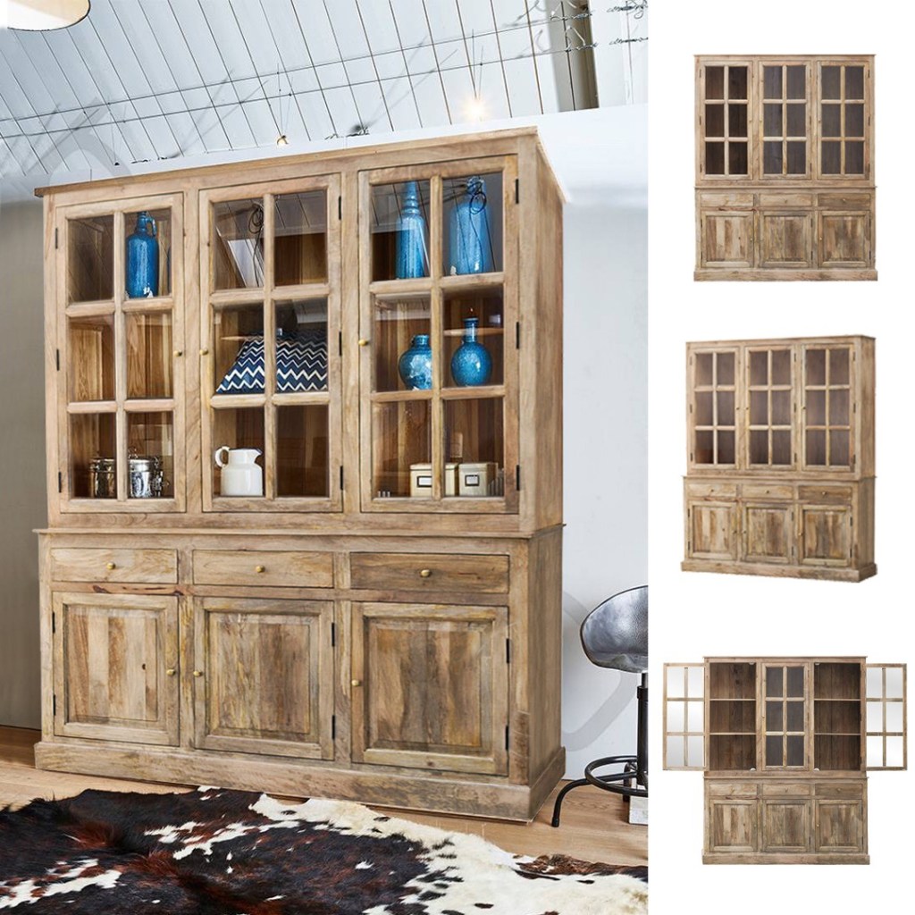 loftowa witryna zrobione ręcznie z drewna mango indyjskiego