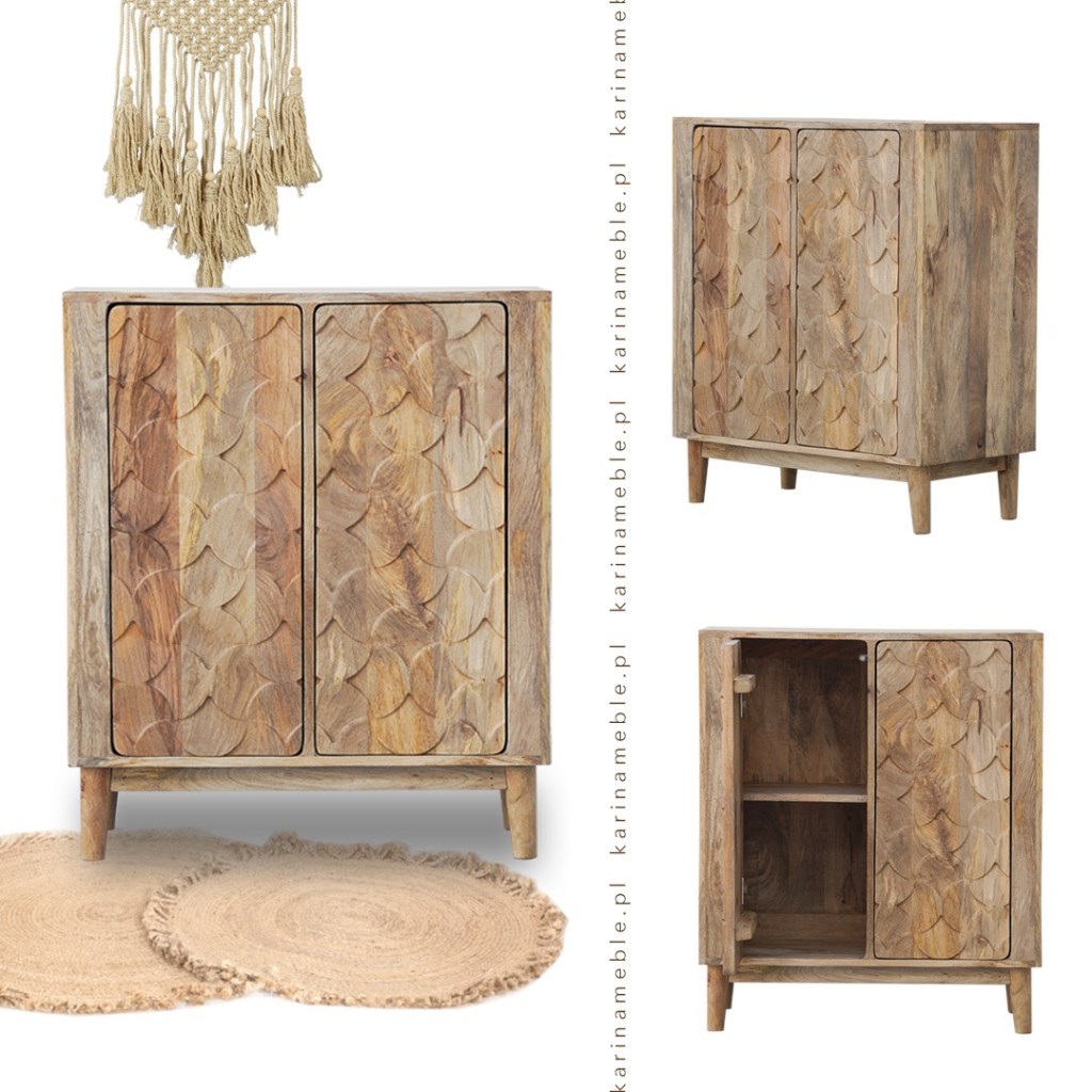 meble drewniane - indyjska komoda rzeźbiona z litego drewna mango
