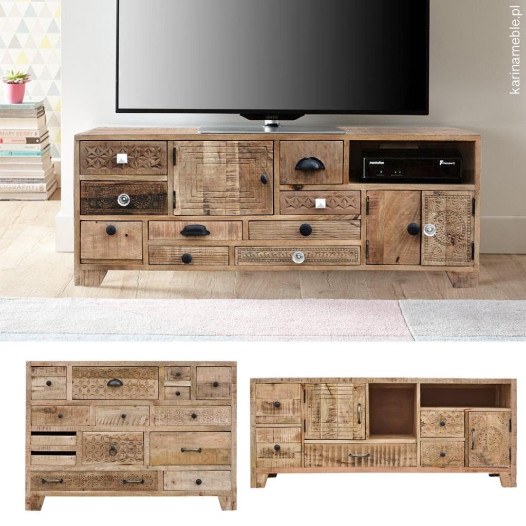 meble indyjskie - szafka rtv, meble loftowe - komoda z litego drewna mango