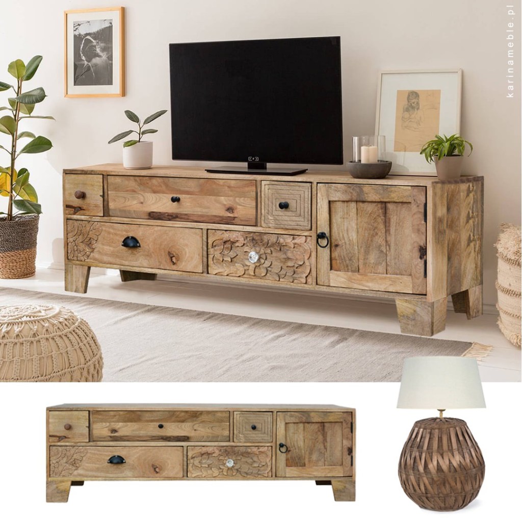 meble indyjskie szafka rtv, meble orientalne komoda rtv, meble drewniane do salonu szafka z szufladami