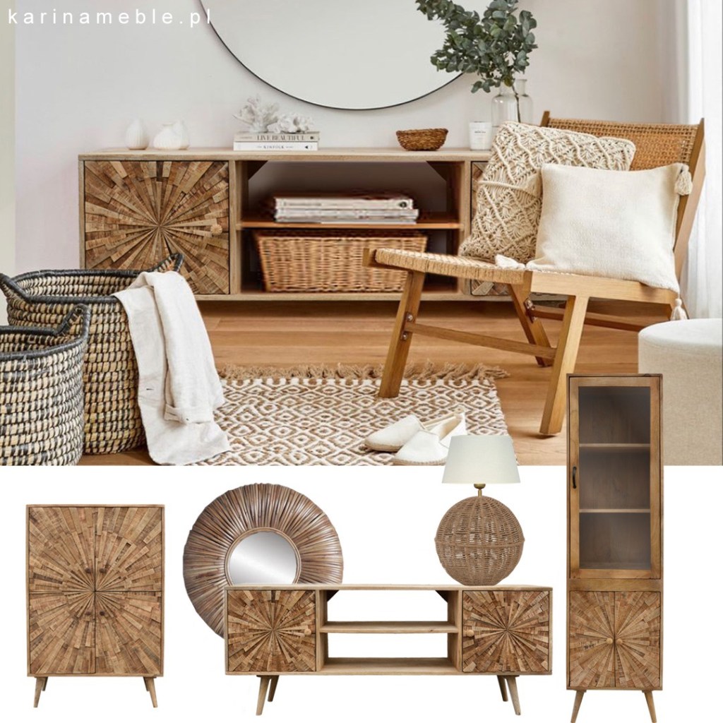 drewniana szafka rtv loftowa sunrise zrobiona ręcznie