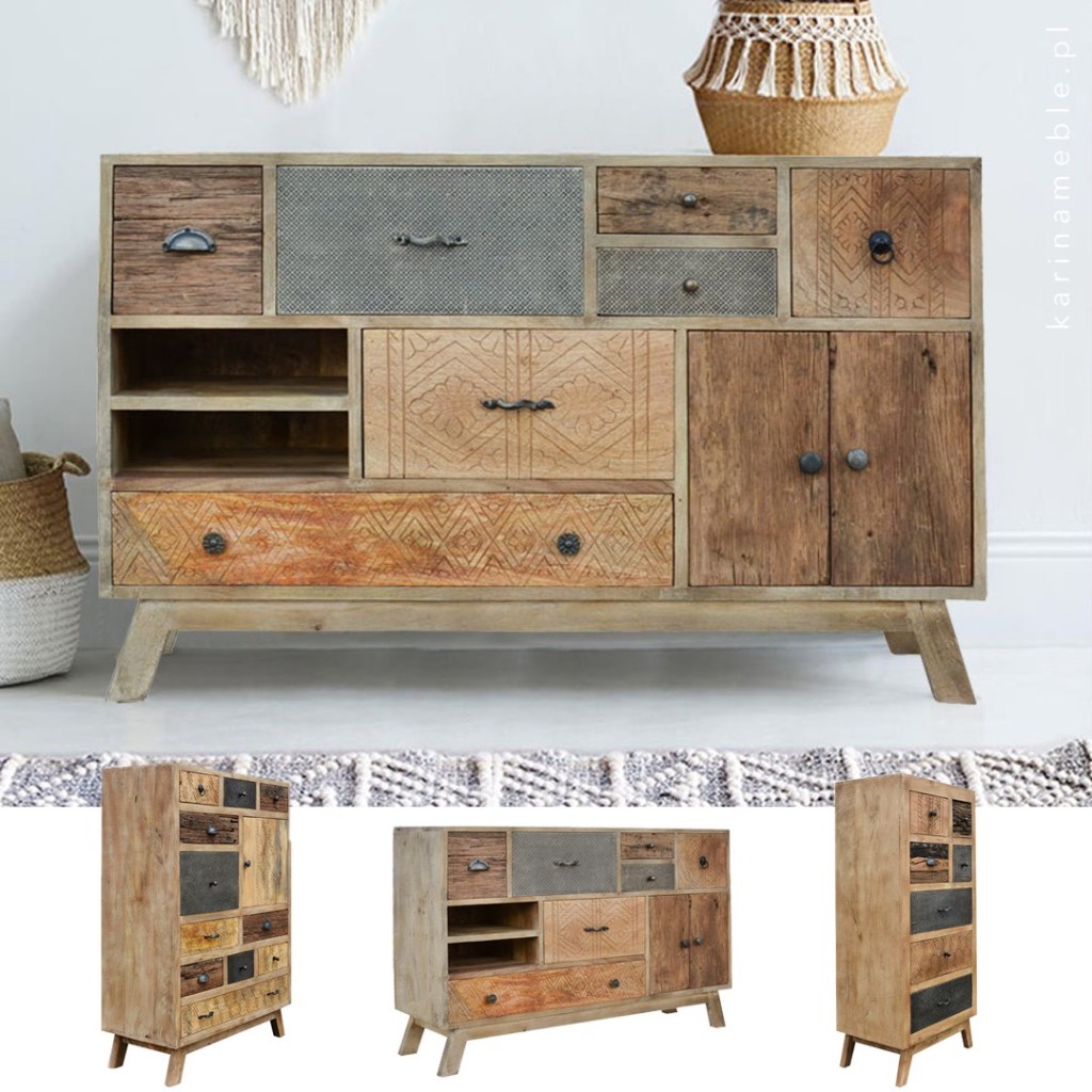 Indyjska komoda drewniana zrobione i rzeźbione ręcznie