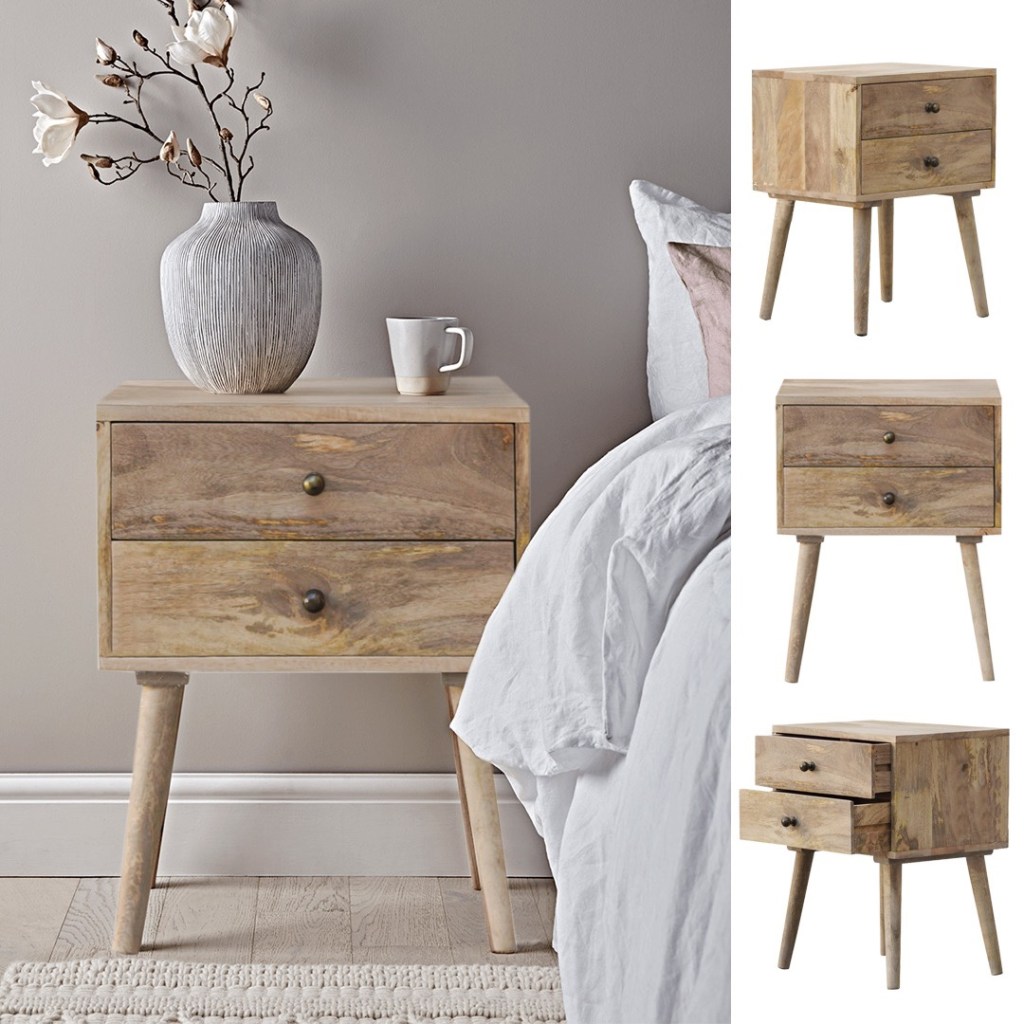 indyjska szafka nocna loftowa z wysoki drewniane nogi