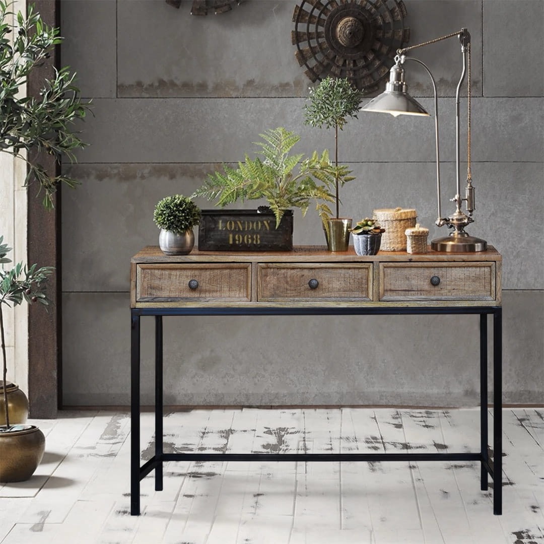 meble industrialne – loftowe biurko Roma z drewnianym obudowie i ...