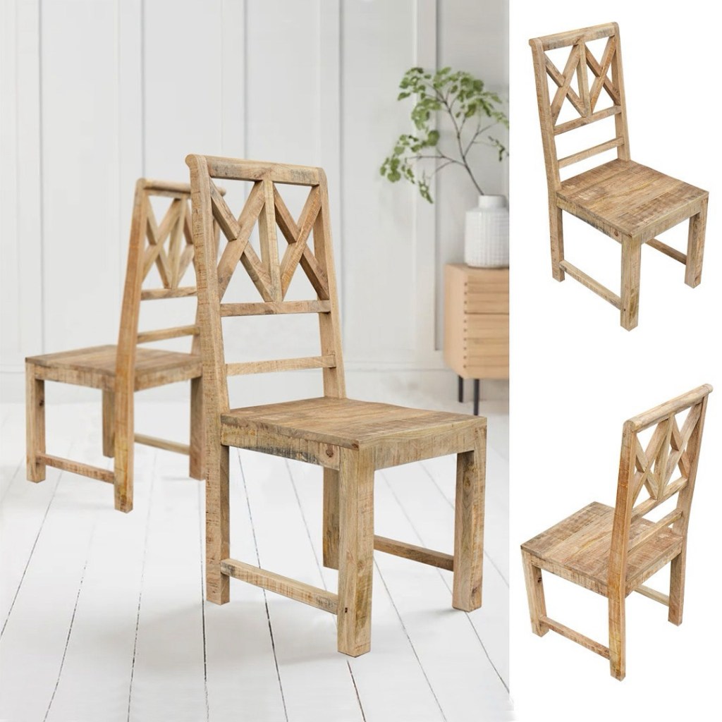 Rustykalne krzesło drewniane z litego drewna mango w stylu boho i orientalnym – Karina Meble Janki Warszawa